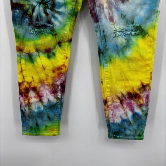 Signature by Levi Strauss Mid Rise Skinny Crop Jeans 8 Tie Dye Distressed Y2K - Picture 4 of 14
